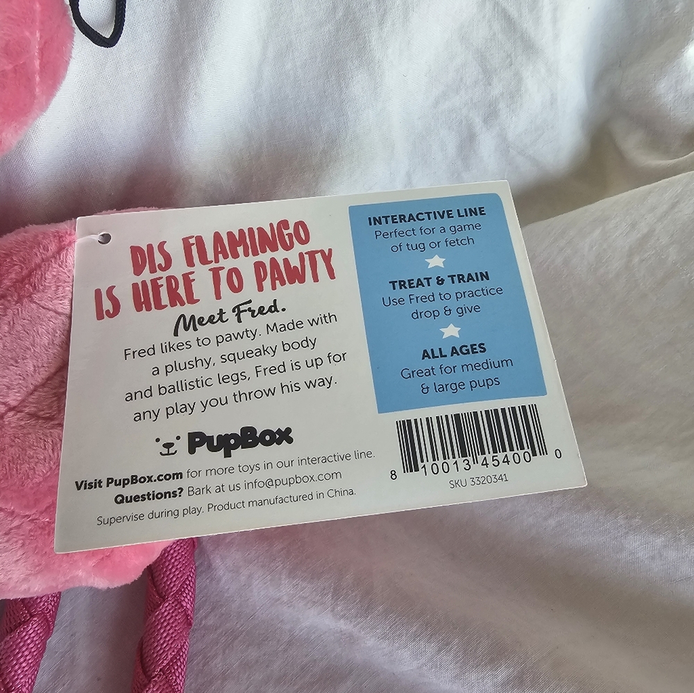Pupbox Flamingo Tug & Squeaker Medium/Large Nwt - Picture 5 of 9